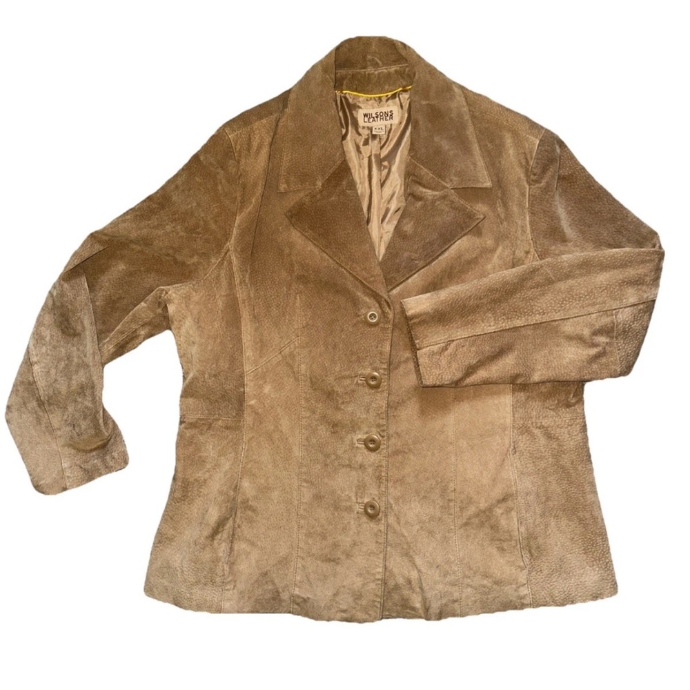 Women’s VTG Wilson’s Leather Suede Button-Front Jacket XXL Camel Light Brown 80s